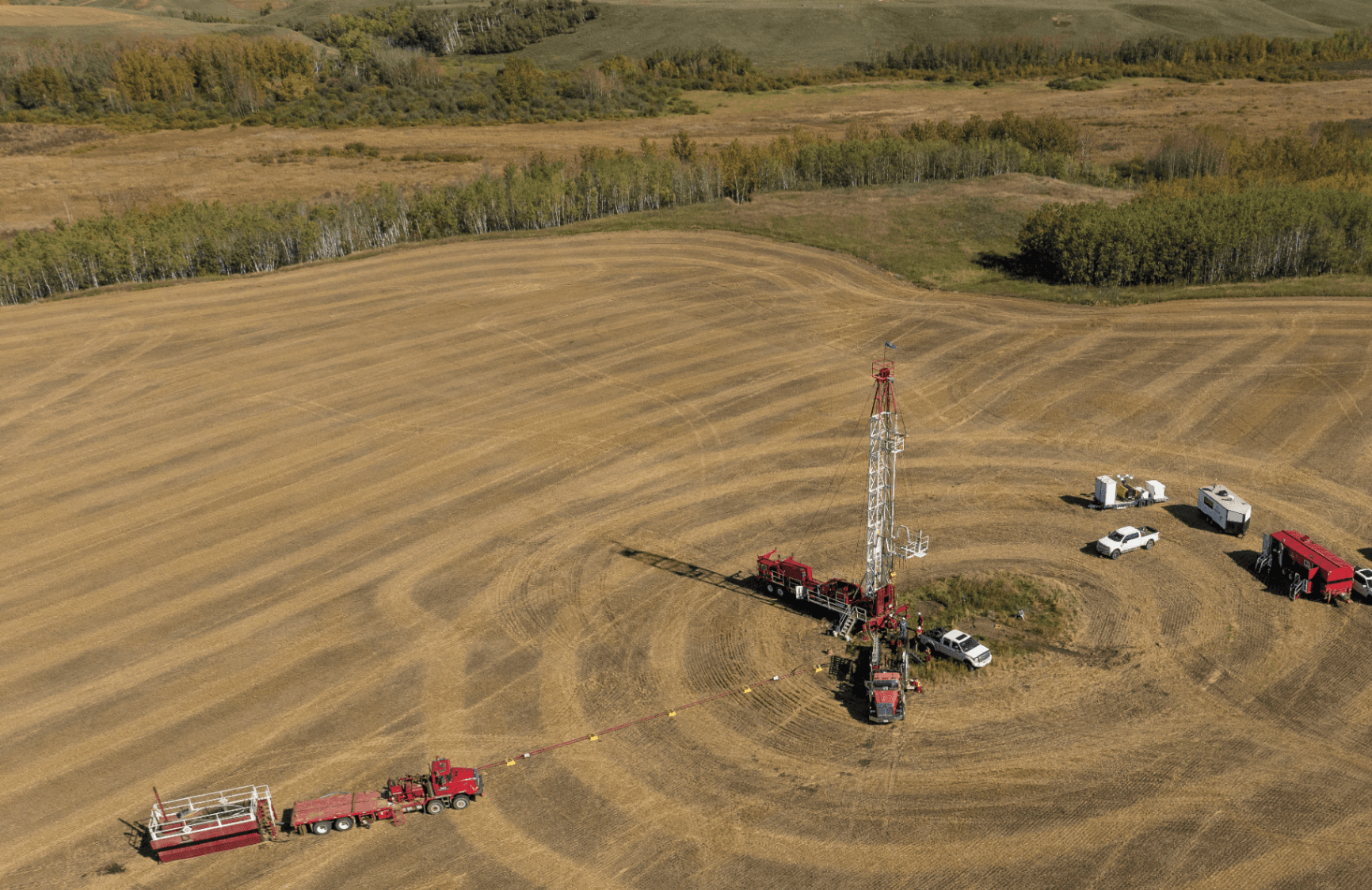 Crbon Labs well-plugging site — aerial view of active methane elimination project